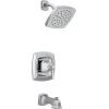 Moen Conway Chrome Posi-Temp Shower Trim Set Featuring Square Showerhead, Lever Handle, and Tub Spout, Valve Included, 82922(Chrome)