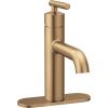 Moen Gibson One-Handle Single Hole Modern Bathroom Sink Faucet with Optional Deckplate, Matte Black, 6145BL(Bronzed Gold)