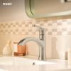 Moen Karis Black Matte One-Handle Single Hole Bathroom Sink Faucet with Optional Deckplate, 84346BL(Brushed Nickel)