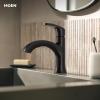Moen Karis Black Matte One-Handle Single Hole Bathroom Sink Faucet with Optional Deckplate, 84346BL(Matte Black)
