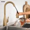 Moen Kiran Spot Resist Stainless One-Handle High Arc Pulldown Kitchen Faucet with Power Clean, 87599SRS(Bronzed Gold)