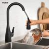 Moen Kiran Spot Resist Stainless One-Handle High Arc Pulldown Kitchen Faucet with Power Clean, 87599SRS(Matte Black)