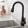 Moen Kiran Spot Resist Stainless One-Handle High Arc Pulldown Kitchen Faucet with Power Clean, 87599SRS(Matte Black)