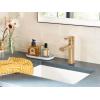 Moen Meena Bronzed Gold One-Handle Single Hole Modern Bathroom Sink Faucet with Optional Deckplate and Drain Assembly, 84794BZG(Bronzed Gold)