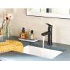 Moen Meena Bronzed Gold One-Handle Single Hole Modern Bathroom Sink Faucet with Optional Deckplate and Drain Assembly, 84794BZG(Matte Black)