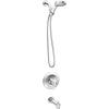 Moen Meena Bronzed Gold Single Handle Modern Shower Faucet with Handshower and Tub Spout for Bathtub, Valve Included, 82618BZG(Chrome)