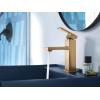 Moen Revyl Bronzed Gold One-Handle Single Hole Modern Bathroom Sink Faucet with Optional Deckplate and Spring Loaded Drain Assembly, 84771BZG(Bronzed Gold)