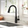 Moen Riley Matte Black Motionsense Wave Sensor Touchless One Handle Pulldown Kitchen Faucet Featuring Power Clean, 7402EWBL(Matte Black)