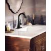 Moen Ronan Matte Black One-Handle Single Hole Modern Bathroom Sink Faucet with Optional Deckplate and Spring Loaded Drain Assembly, 84021BL