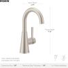 Moen Ronan Matte Black One-Handle Single Hole Modern Bathroom Sink Faucet with Optional Deckplate and Spring Loaded Drain Assembly, 84021BL