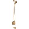 Moen Ronan Matte Black Single-Handle Modern Tub and Shower Faucet with Round Handheld Rainshower Spray Head Featuring Magnetix, Valve Included, 82021BL(Bronzed Gold)