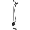 Moen Ronan Matte Black Single-Handle Modern Tub and Shower Faucet with Round Handheld Rainshower Spray Head Featuring Magnetix, Valve Included, 82021BL(Matte Black)