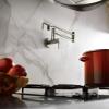 Moen S665BLS Modern Wall Mount Swing Arm Folding Pot Filler Kitchen Faucet, Black Stainless(Chrome)