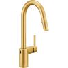 Moen Align Brushed Gold Motionsense Wave One-Sensor Touchless One-Handle High Arc Modern Pulldown Kitchen Faucet with Reflex Docking System, 7565EWBG