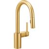 Moen Align Brushed Gold One-Handle Modern Pulldown Bar Faucet with Power Clean featuring Reflex Docking System, 5965BG(Brushed Gold)