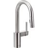 Moen Align Brushed Gold One-Handle Modern Pulldown Bar Faucet with Power Clean featuring Reflex Docking System, 5965BG(Chrome)