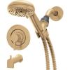 Moen Beric Bronzed Gold Single Handle Modern Tub and Shower Faucet with Handshower, Valve Included, 82775BZG(Bronzed Gold)