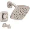 Moen Conway Chrome Posi-Temp Shower Trim Set Featuring Square Showerhead, Lever Handle, and Tub Spout, Valve Included, 82922(Spot Resist Brushed Nickel)