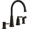 Moen Edison Spot Resist Stainless One-Handle High Arc 4-hole Kitchen Faucet with Side Sprayer and Soap Dispenser, 87042SRS(Mediterranean Bronze)
