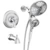 Moen Engage Magnetix Matte Black Multi-Function Handshower and Rainfall Shower Head Trim Combo with Shower Handle, Tub Spout, Metal Hose, and Valve, 82304BL(Chrome)
