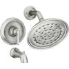 Moen Halle Spot Resist Brushed Nickel Shower Faucet Trim Set featuring Wide Showerhead and Lever Handle with Posi-Temp Valve Included, 82971SRN(Shower  Handle  & Spout)