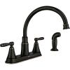 Moen Hutchinson Mediterranean Bronze 2-Handle High-Arc Kitchen Faucet with Side Sprayer, 87048BRB