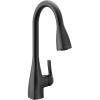 Moen Kiran Spot Resist Stainless One-Handle High Arc Pulldown Kitchen Faucet with Power Clean, 87599SRS(Matte Black)