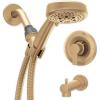 Moen Meena Bronzed Gold Single Handle Modern Shower Faucet with Handshower and Tub Spout for Bathtub, Valve Included, 82618BZG(Bronzed Gold)