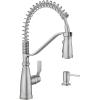 Moen Nolia Bronzed Gold One-Handle Single Hole Spring Kitchen Faucet with Pull Down Sprayer and Soap Dispenser, 87886BZG(Spot Resist Stainless)