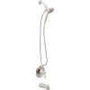 Moen Ronan Matte Black Single-Handle Modern Tub and Shower Faucet with Round Handheld Rainshower Spray Head Featuring Magnetix, Valve Included, 82021BL(Brushed Nickel)