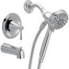 Moen Ronan Matte Black Single-Handle Modern Tub and Shower Faucet with Round Handheld Rainshower Spray Head Featuring Magnetix, Valve Included, 82021BL(Chrome)