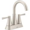 Moen Ronan Matte Black Two-Handle 4″ Centerset Modern Bathroom Faucet with Push-Down Drain, 84022BL(Brushed Nickel)