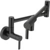 Moen S665BLS Modern Wall Mount Swing Arm Folding Pot Filler Kitchen Faucet, Black Stainless(Matte Black)