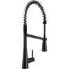 Moen Sleek Black Stainless One-Handle Touchless High Arc Pulldown Kitchen Faucet, Modern Spring Kitchen Sink Faucet with Pulldown Sprayer Head and Wave Motion Sensor, 5925EWBLS(Matte Black)
