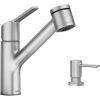Moen Sombra Spot Resist Stainless Single-Handle Pull-Out Sprayer Kitchen Faucet with Soap Dispenser and Power Clean, 87701SRS