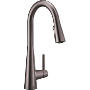 Moen 7864EVC Sleek Smart Faucet Touchless Pull Down Sprayer Kitchen Faucet with Voice Control and Power Boost, Chrome(Black Stainless)
