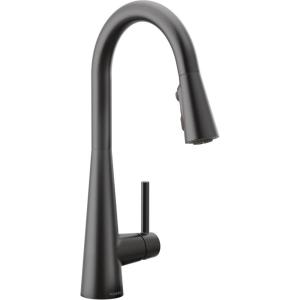 Moen 7864EVC Sleek Smart Faucet Touchless Pull Down Sprayer Kitchen Faucet with Voice Control and Power Boost, Chrome(Matte Black)