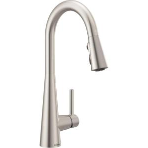 Moen 7864EVC Sleek Smart Faucet Touchless Pull Down Sprayer Kitchen Faucet with Voice Control and Power Boost, Chrome(Spot Resist Stainless)