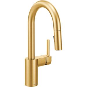 Moen Align Brushed Gold One-Handle Modern Pulldown Bar Faucet with Power Clean featuring Reflex Docking System, 5965BG(Brushed Gold)