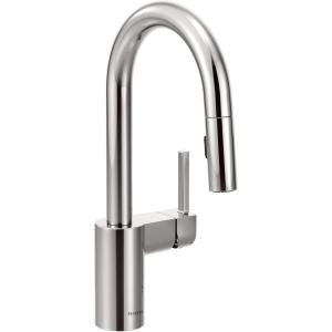 Moen Align Brushed Gold One-Handle Modern Pulldown Bar Faucet with Power Clean featuring Reflex Docking System, 5965BG(Chrome)