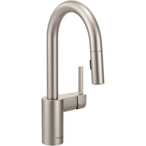 Moen Align Brushed Gold One-Handle Modern Pulldown Bar Faucet with Power Clean featuring Reflex Docking System, 5965BG(Spot Resist Stainless)