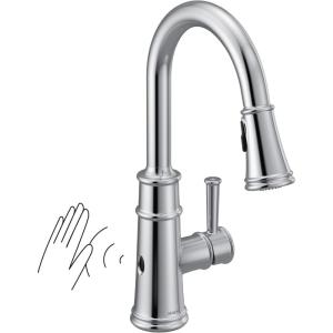 Moen Belfield Spot Resist Stainless Motionsense Wave Sensor Touchless One Handle Pulldown Kitchen Faucet Featuring Power Clean, 7260EWSRS(Chrome)