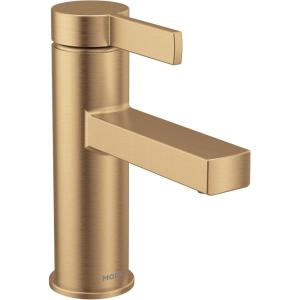 Moen Beric Matte Black Modern One-Handle Single Hole Bathroom Faucet with Drain Assembly and Optional Deckplate for Your Bath Sink, 84774BL(Bronzed Gold)