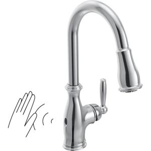 Moen Brantford Spot Resist Stainless Motionsense Wave Touchless One-Handle Pulldown Kitchen Faucet Featuring Power Clean and Reflex Docking System, 7185EWSRS(Chrome)