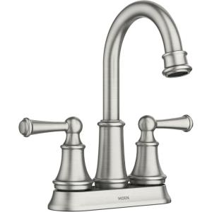 Moen Brecklyn Spot Resist Brushed Nickel Two Handle Centerset Lavatory Faucet, 3-Hole Bathroom Sink Faucet, 84162SRN