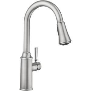 Moen Conneaut One Handle Pulldown Kitchen Sink Faucet with Reflex Docking and Power Clean, Spot Resist Stainless, 87801SRS(Faucet only)