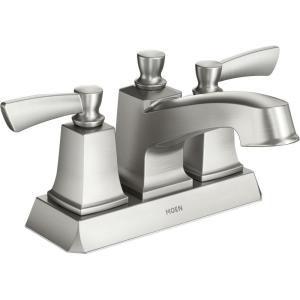 Moen Conway Spot Resist Brushed Nickel Two-Handle Centerset Bathroom Faucet with Drain Assembly, WS84922SRN((Pack of 1))