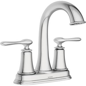 Moen Ellicott Chrome Two-Handle Centerset Bathroom Faucet with Drain Assembly, 84092
