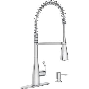 Moen Essie Spot Resist Stainless MotionSense Wave One-Handle Touchless Kitchen Faucet with Pulldown Sprayer and Soap Dispenser, 87014EWSRS(Chrome)