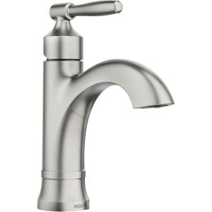 Moen Halle Spot Resist Brushed Nickel One-Handle Single Hole Bathroom Sink Faucet with Optional Deckplate, 84970SRN
